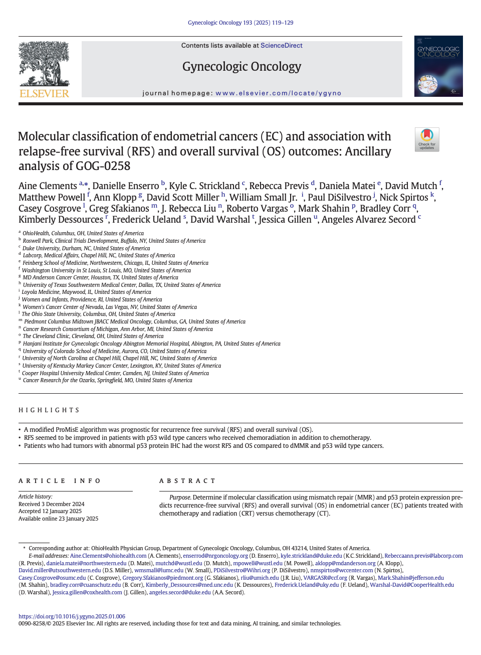 First page of the Clements et al. 2025 analysis